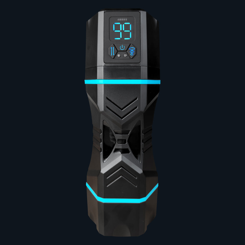 Simulador de sexo oral Kate, vista frontal con pantalla digital y botones de control