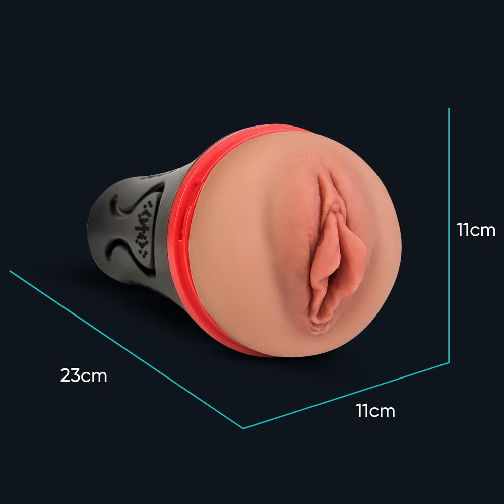 Medidas del masturbador masculino Lindsey: 23 cm de largo, 11 cm de ancho, 11 cm de alto