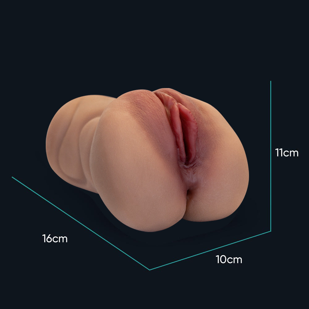 Medidas del masturbador masculino Onlyxlicious: 16 cm de largo, 10 cm de ancho, 11 cm de alto