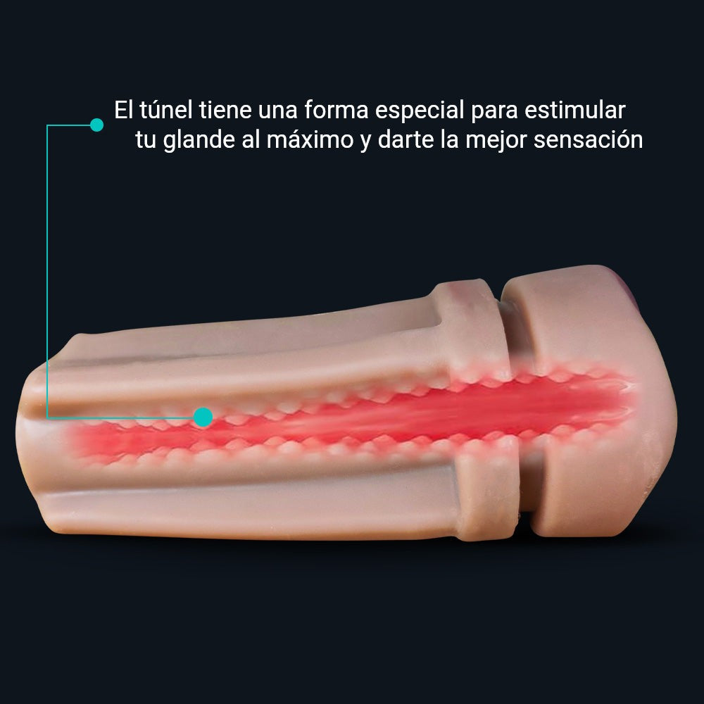 Corte transversal de la funda interior de Kate: túnel con estrías estimulantes