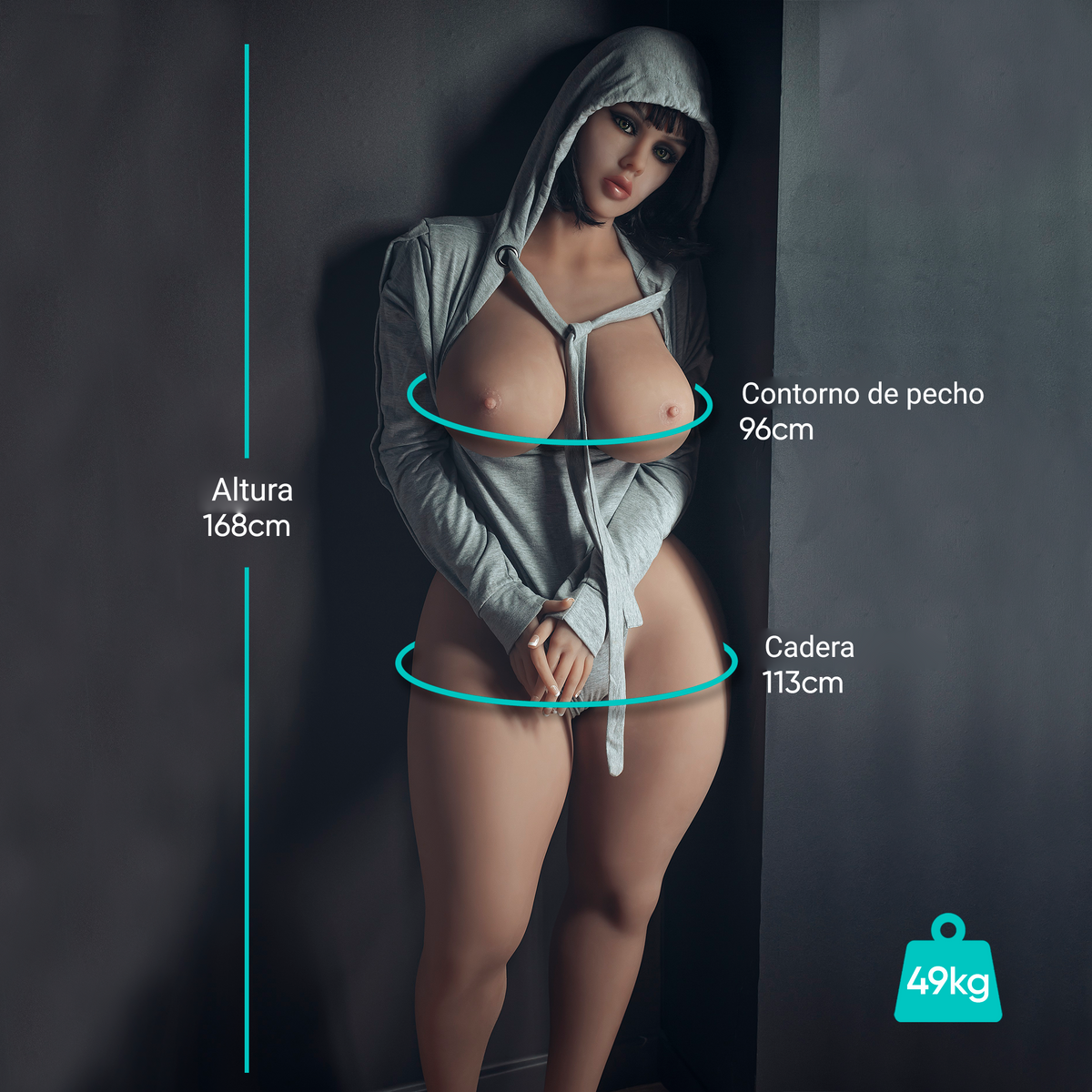 Eva descripción frontal, muñeca sexual para hombres
