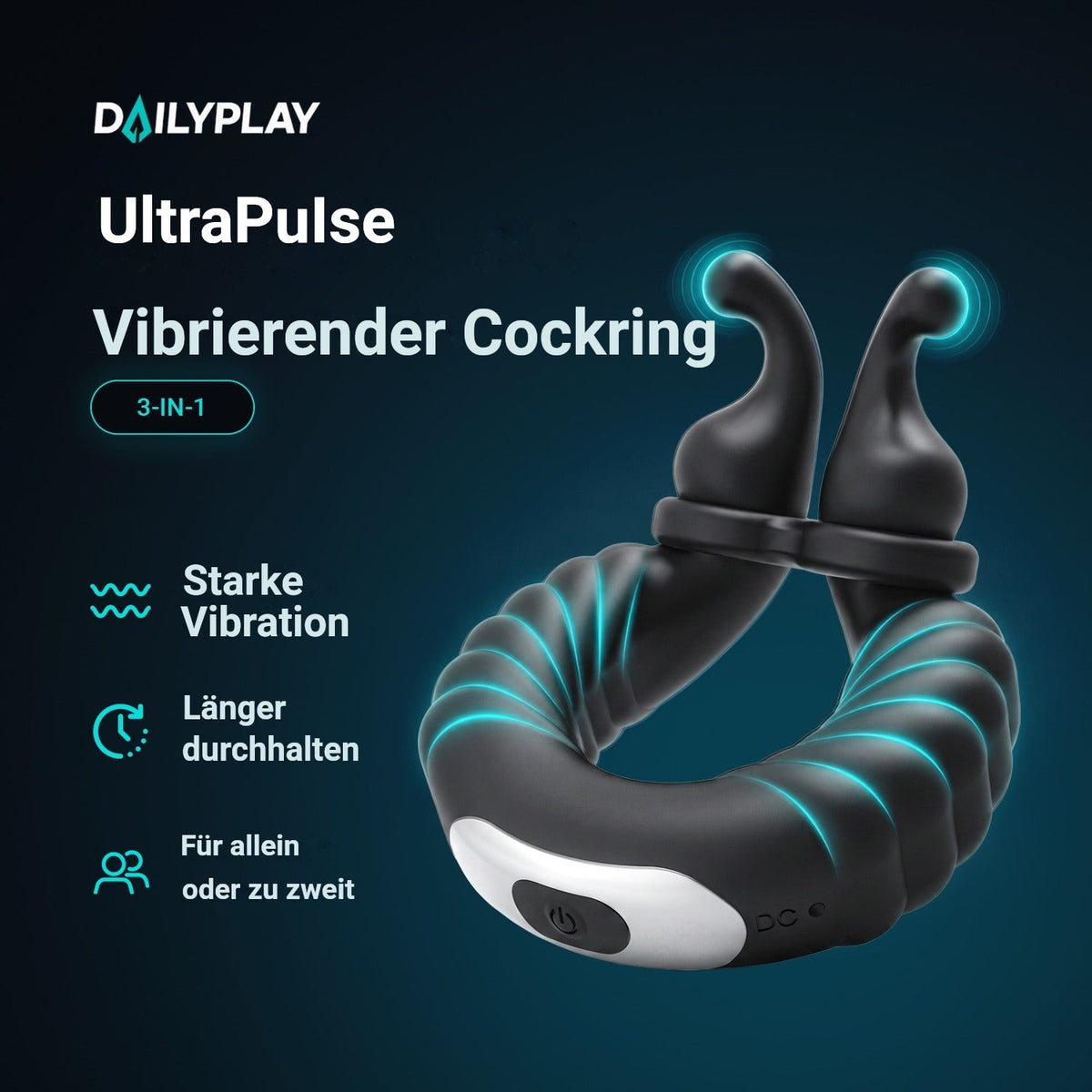 Ultrapulse vibrierender Penisring 3-in-1: kraftvolle Vibration, länger durchhalten, allein oder zu zweit