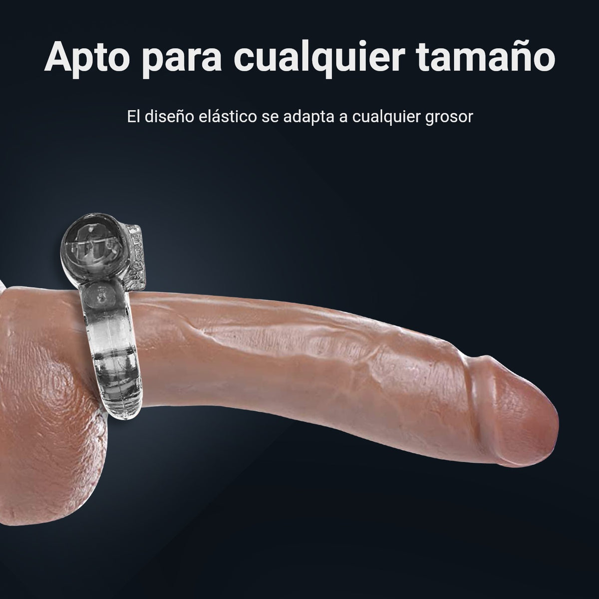 Anillo vibrador para el pene sobre un dildo: diseño elástico, apto para cualquier tamaño