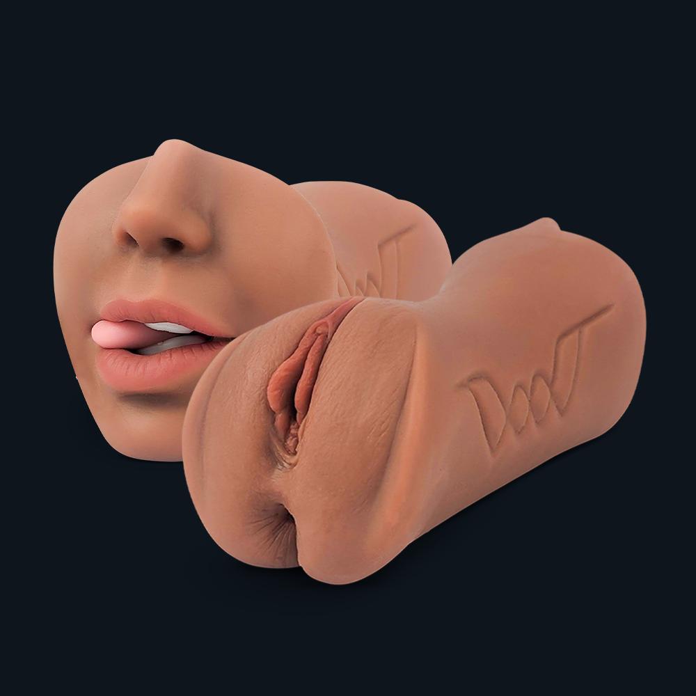 Masturbador masculino Lisa 3 en 1 con entrada bucal, vaginal y anal, vista frontal
