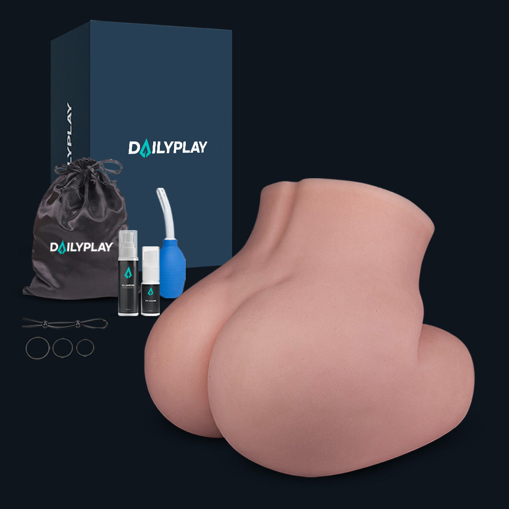 Contenido del paquete del trasero realista Jessica: trasero, caja de Dailyplay, bolsa de almacenaje, lubricante, Toy Cleaner y pera de limpieza