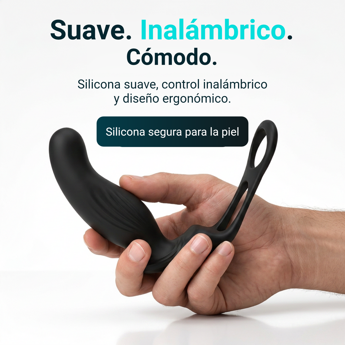Heatstim Pro de silicona suave y segura para la piel con control inalámbrico, en una mano
