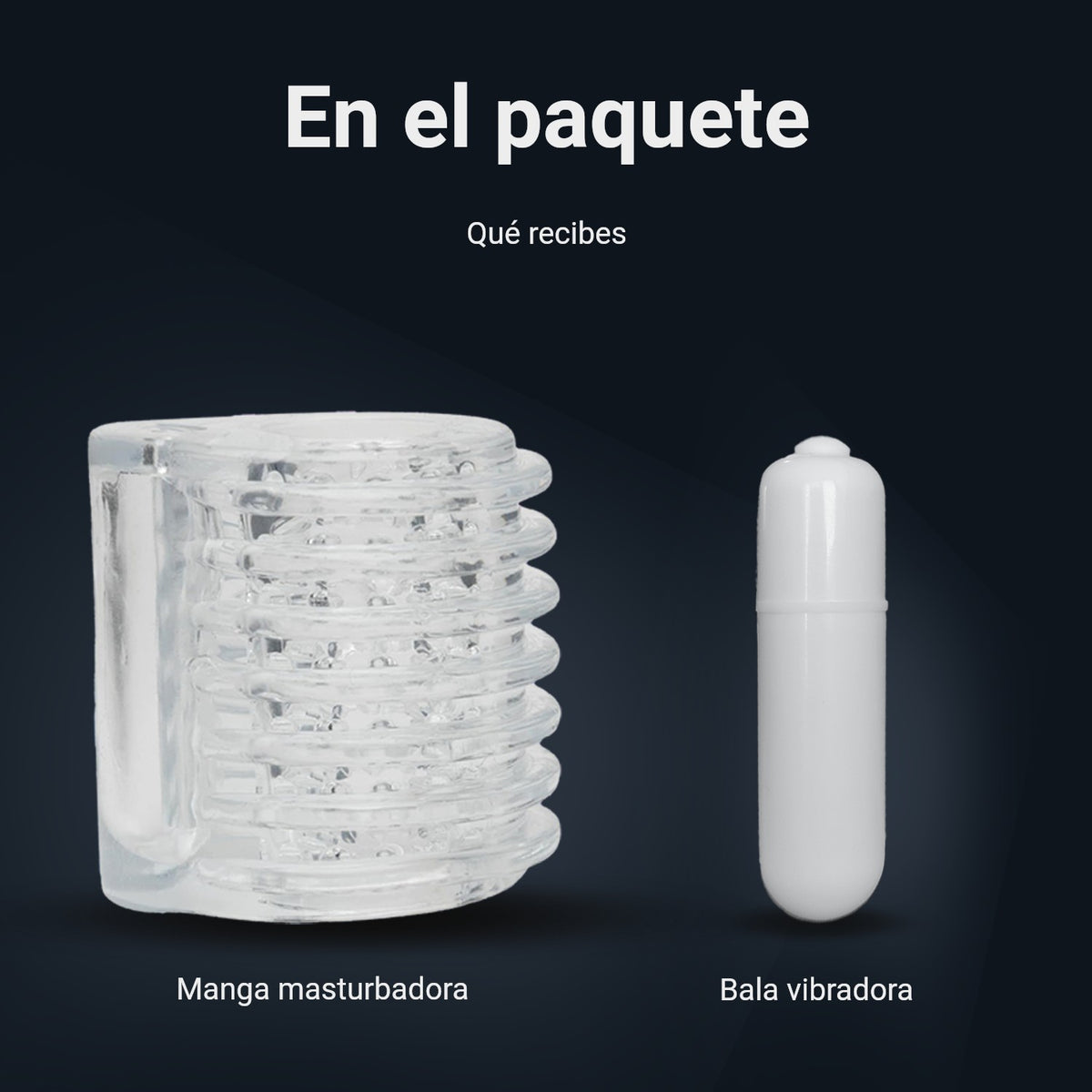 Contenido del paquete: masturbador tipo funda Pocket Shot y bala vibradora