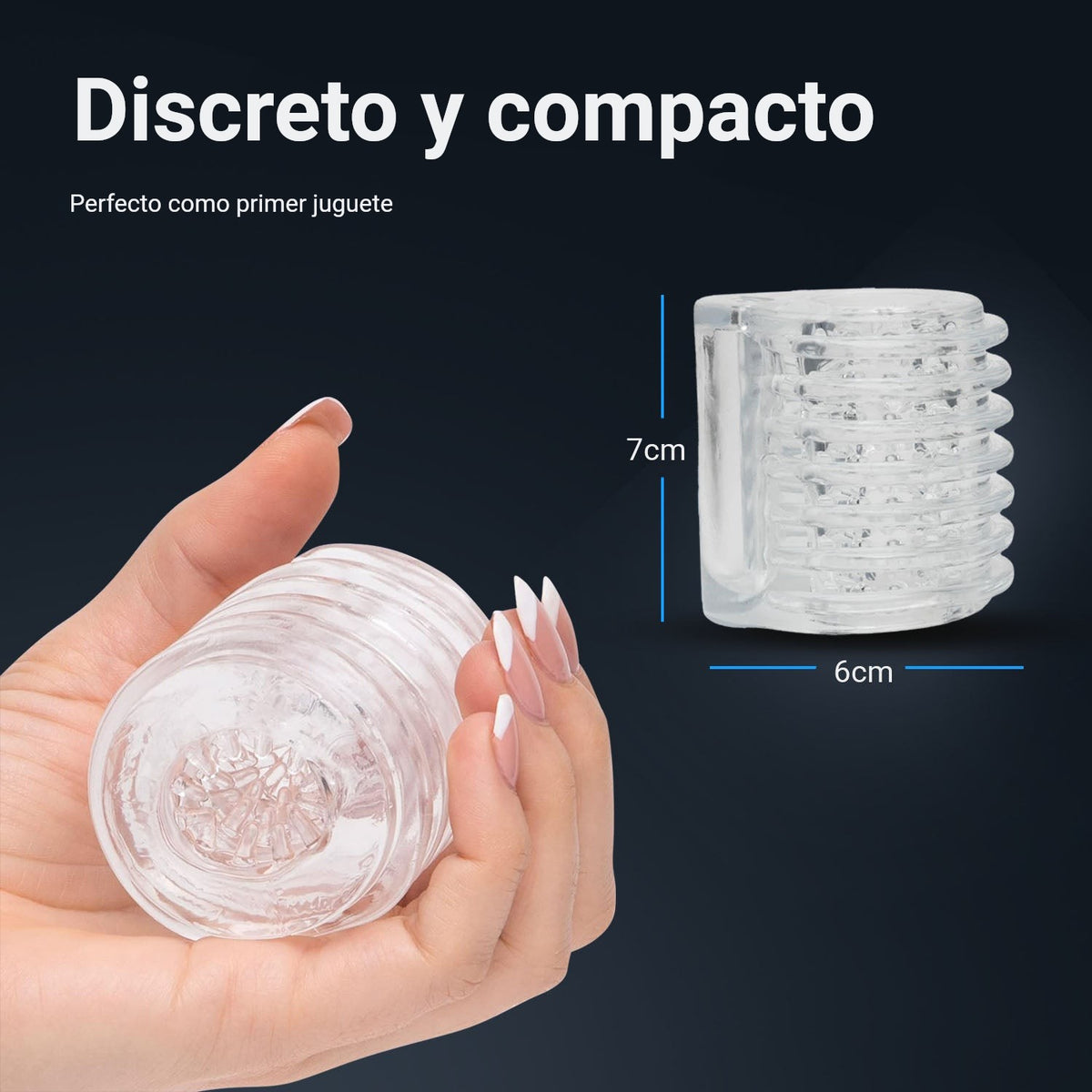 Masturbador tipo funda Pocket Shot: discreta y compacta, 7 cm de alto y 6 cm de ancho