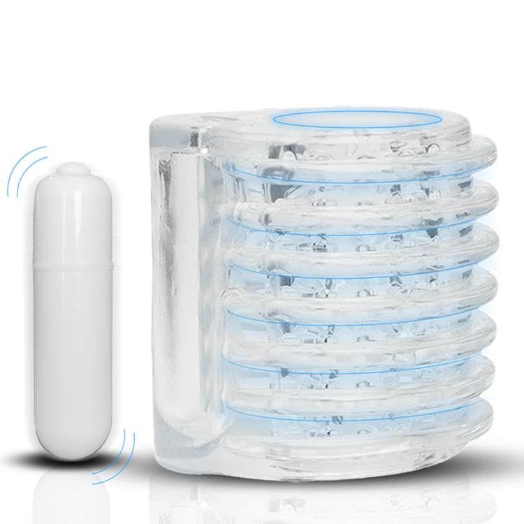 Pocket Shot vibrierender Masturbator, transparente Hülle mit weißer Vibrationskugel